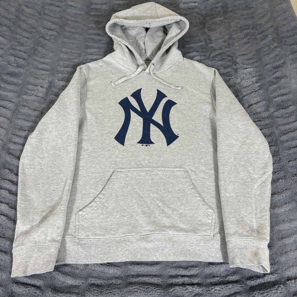 Fanatics MLB New York Yankees Pullover Hoodie Heather Gray Mens Large AT303